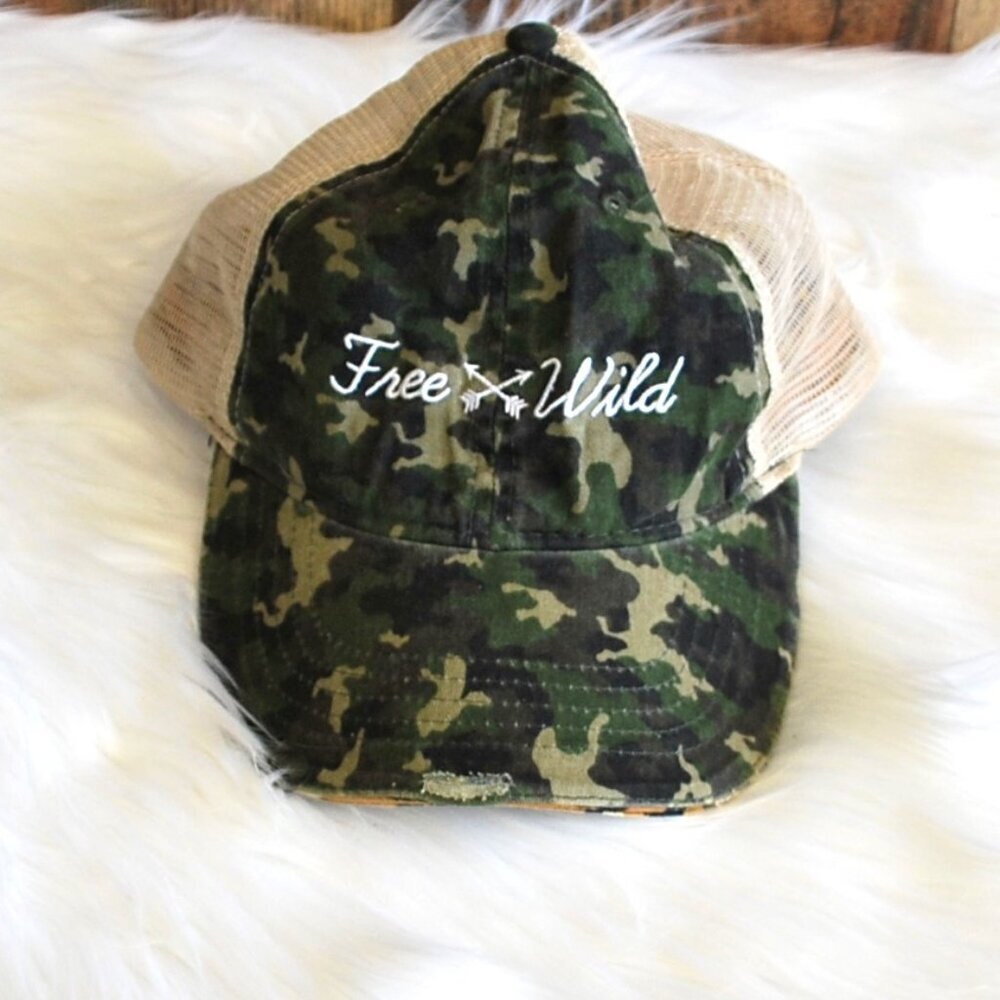 Free & Wild Fatigue Camo Leopard Print Adjustable Hat Cap